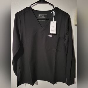 FIGS long sleeve scrub top black small NWT